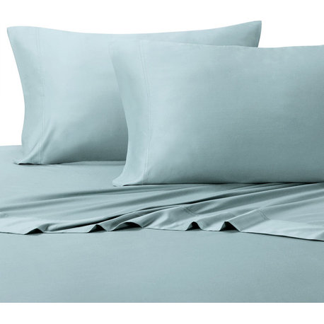 Hybrid Bamboo Cotton 2PC Pillowcases Set, Blue, King