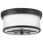 HInkley - Hinkley Montrose Small Flush Mount, Black - Montrose boasts both artistic and traditional American appeal. Its unique decorative medallion is the star of the show in any finish. Etched opal glass surrounds and casts an even-glowing light.