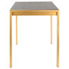 Lumisource Fuji Counter Table, Gold Metal and Black Wood Grain Top