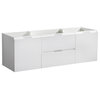 Valencia 60" Glossy White Wall Hung 2 Sink Cabinet, FCB8360WH-D