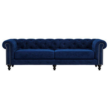 Nativa Interiors London 103" Sofa, Blue, Classic Depth