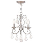 Livex Lighting - Livex Lighting 50763-91 Donatella - Three Light Convertible Mini Chandelier - Canopy Included: TRUE  Shade InDonatella Three Ligh Brushed Nickel Clear *UL Approved: YES Energy Star Qualified: n/a ADA Certified: n/a  *Number of Lights: Lamp: 3-*Wattage:60w Candelabra Base bulb(s) *Bulb Included:No *Bulb Type:Candelabra Base *Finish Type:Brushed Nickel
