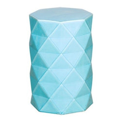 Blue Octagonal Geometric Garden Stool - Accent And Garden Stools