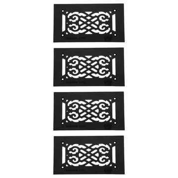 4 Heat Air Vent Grille Cast Aluminum Victorian Black Finish Register Pack of 4