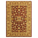 Bareens Designer Rugs - Boho Chic Ziegler Quyen Red Gold Hand-Knotted Wool Rug - 4'1'' x 6'1'' - Enhance the ambiance of your home with this magnificent Persian-influenced Turkish hand-knotted rug made by skilled artisans capable of creating the most exceptional vegetable dyes and hand-spun wool. This exquisite handmade rug is a one-of-a-kind Peshawar Kafkaz, otherwise identified as Chobi, Chobi Peshawar, Oushak, or Ziegler rug. These handmade rugs are crafted in Pakistan utilizing superior-quality wool imported from Australia, New Zealand, and Korea in two types of weaves: the Persian weave and the Mori weave. This rug is meticulously crafted by hand using the finest natural vegetable dyes extracted from local plants. The artisans use a blend of hand-spun local and fine merino wool, resulting in a rug with a compelling texture, higher lanolin content, and longer staple. The artisans occasionally incorporate natural or artificial silk into the pile to enhance specific motifs. The finished product is an awe-inspiring execution of flawless design and an understated palette that exudes elegance.