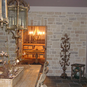 Elegant Tuscan Wine Tasting Room and Custom Wine Cellar