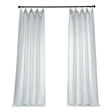 White Heavy Faux Linen Curtain Single Panel, 50"x96"