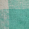 Hand-Woven Cotton Throw With Plaid Pattern and Fringe, Mint and Cream
