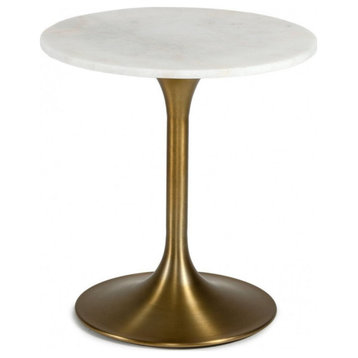 Otis Glam White Marble and Gold End Table