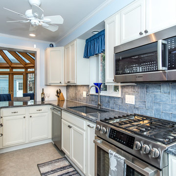 High quality blue tiles customized to match marble counter tops