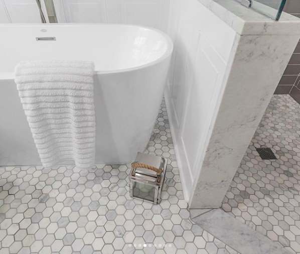 Carrara Marble Hexagon Mosaic Tile Venato Carrera White 3 inch Honed, 1 sheet