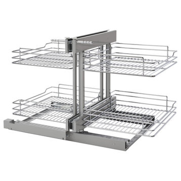 Steel 2-Tier Pull Out Organizer for Blind Corner Cabinets With Soft Close, 18"