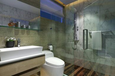 This is an example of a small modern bathroom in Singapore.