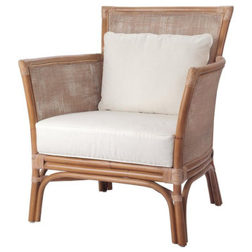 New Pacific Direct Tatum 18" Fabric and Rattan Accent Chair in Canary Brown