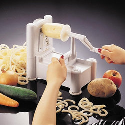 Paderno World Cuisine A4982799 Tri-Blade Plastic Spiral Vegetable Slicer - Food Slicers
