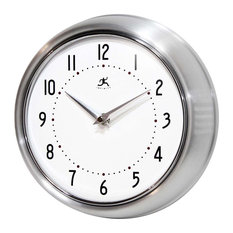 Infinity Instruments Retro Kitchen Vintage 50s Wall Clock, Silver