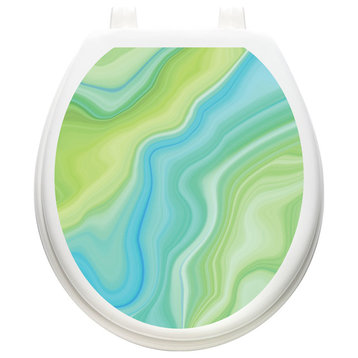 Peaceful Agate Toilet Tattoos Seat Cover, Vinyl Lid Decal, Bathroom Decor , Round/Standard