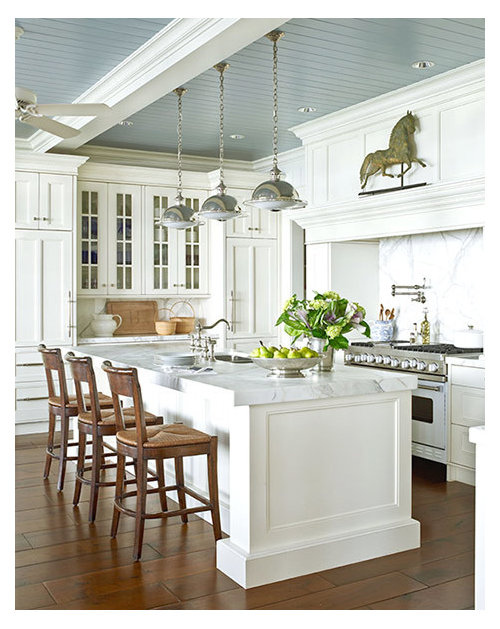 That Perfect Blue Gray Color For A Kitchen Beadboard Ceiling