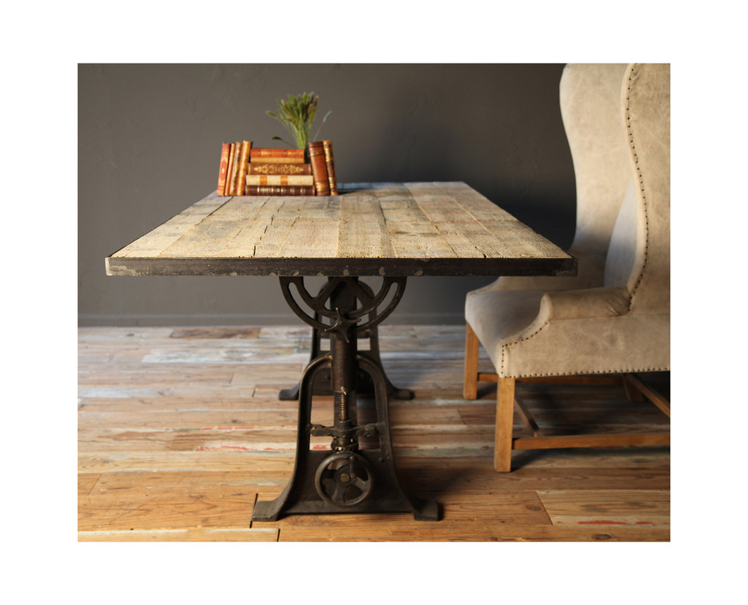 Monterrey Industrial Loft Iron Reclaimed Wood Adjustable Dining Table - 71 Inch