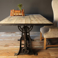 Monterrey Industrial Loft Iron Reclaimed Wood Adjustable Dining Table - 71 Inch