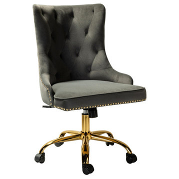 Swivel Task Chair,Velvet Office chair, Gray