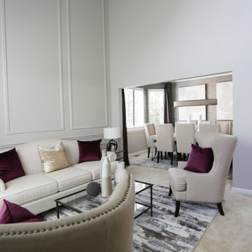 Cream Inspired Foyer, Dining, & Living Room