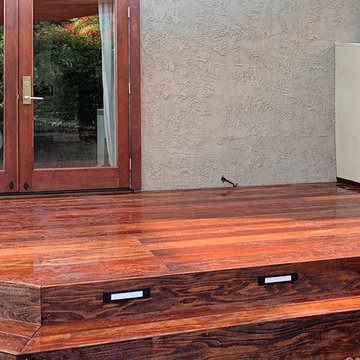 Redwood Deck with Lights