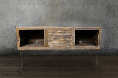 Reclaimed Wood Media Console With Hairpin Legs