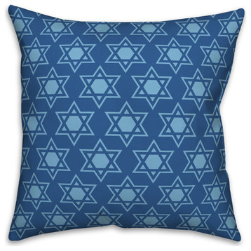 Blue Star of David Pattern 20"x20" Throw Pillow