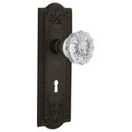 Nostalgic Warehouse - Double Meadows Plate With Crystal Knob, Oil-Rubbed Bronze - Double Dummy Set With Keyhole, Meadows Plate With Crystal Knob, Oil-Rubbed Bronze