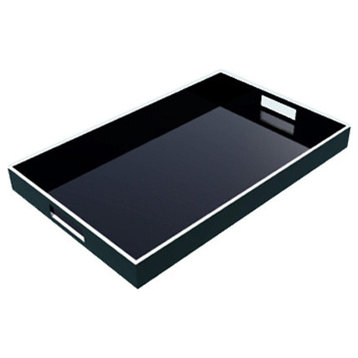 Lacquer Rectangle Tray, Black and White
