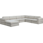 Meridian Furniture - Beckham Linen Textured Fabric 7-Piece Modular U-Shaped Sectional, Beige - Liven up your living space with this Beckham beige durable linen polyester fabric sectional. Its beige color complements any contemporary home decor, while its durable linen and polyester fabric upholstery provides you with a soft and comfortable place to sit. This sectional is modular, so you can create infinite configurations, which are easily attached using the attachment latch underneath. Its linen, wood, and foam construction guarantees stability for years to come.