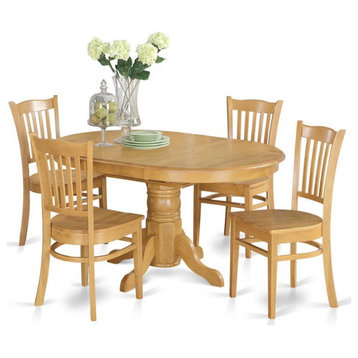 East West Furniture Avon 5-piece Wood Dining Table and Chair Set in Oak