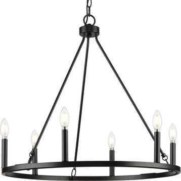 Gilliam Collection Six-Light Matte Black New Traditional Chandelier