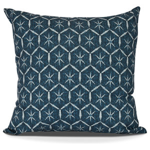 E by design PGN447BL14TA9-20 20 x 20-inch Geometric Print Pillow 20x20 Blue Compass