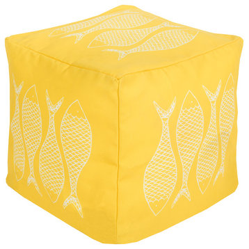 Surya Poufs Cube Pouf, Yellow, Neutral