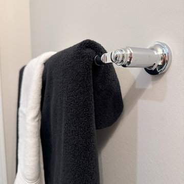 Polished Chrome Fixtures | Black & White Bathroom