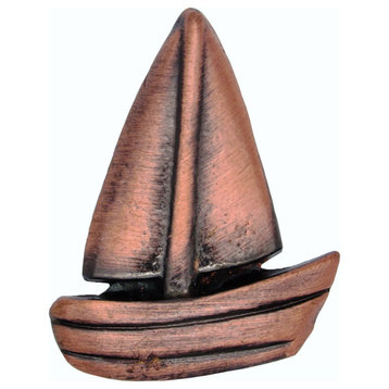 Simple Sailboat Knob, Antique Copper
