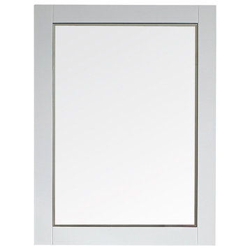Florence Rectangular Bathroom/Vanity Framed Wall Mirror, White, 30"