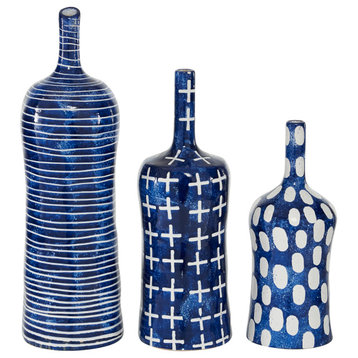 Contemporary Blue Ceramic Vase Set 70391