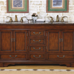 Accord 72 inch Antique Double Sink Vanity Baltic Brown Top - Bathroom Vanities And Sink Consoles