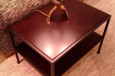 Metal & leather side table
