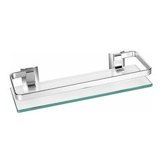 Wall Mounted Bathroom Rack with Aluminium Frame and Tempered Glass, Modern Style
