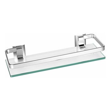 Wall Mounted Bathroom Rack with Aluminium Frame and Tempered Glass, Modern Style