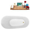 67" Streamline N822-IN-BBR Bathtub and Tray With Drain, Brushed Brass