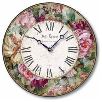 Vintage-Style Victorian-Style Roses Wall Clock, 12 Inch Diameter