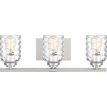 Quoizel - Quoizel CRI8603BN Cristal 3 Light Bath Light in Brushed Nickel - The Cristal features contemporary bubble cut glass set atop a sleek crossbar in classic brushed nickel. Tiered socket covers and a rectangular backplate complete the look.