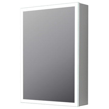 LED Recessed/Surface Mount Medicine Cabinet, Aluminum, 20"x30", Right Hand Door