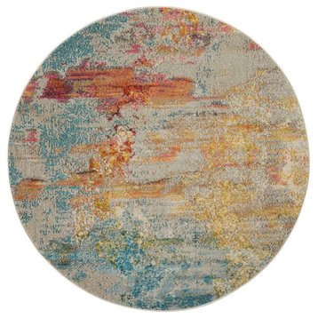 Nourison Celestial 4' x Round Sealife Modern Indoor Area Rug