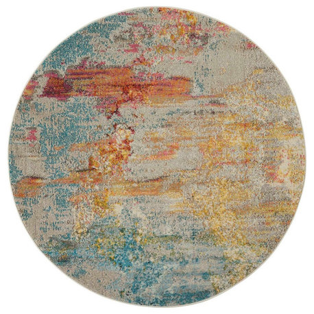 Nourison Celestial 4' x Round Sealife Modern Indoor Area Rug